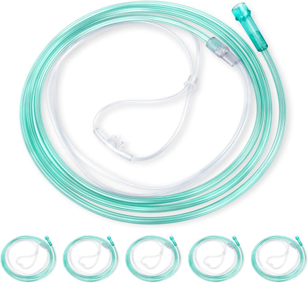 Standard Oxygen Nasal Cannula for Adult - 7 ft, Soft Material, Kink Resistant, Lightweight Tubing (5 Pack)